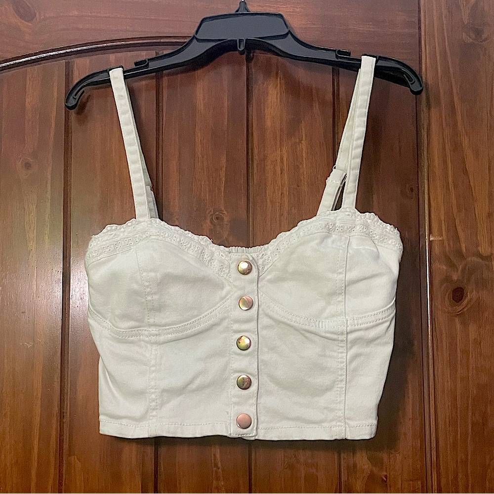 Forever 21 White Smocked Crop Top